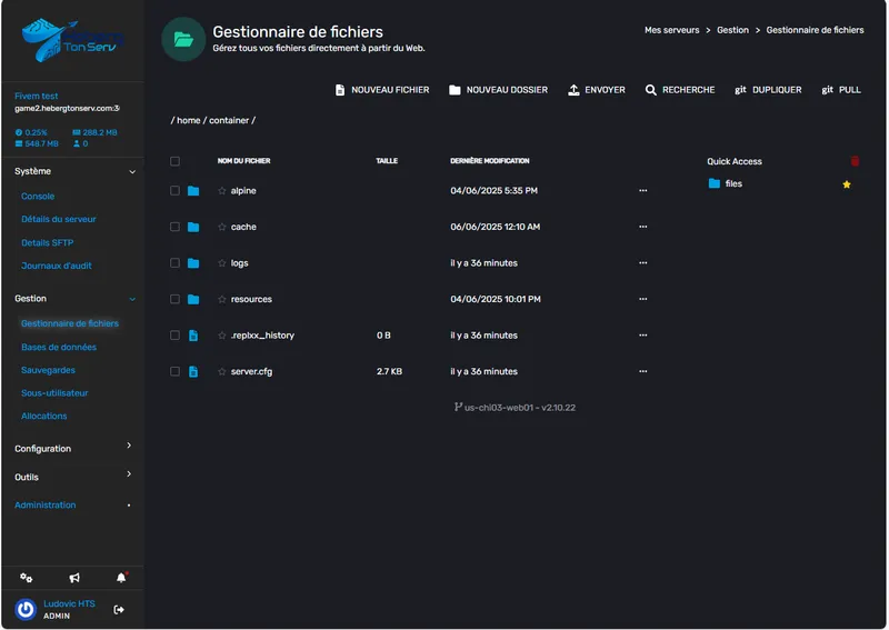 Gestionnaire de fichiers pour votre serveur Minecraft